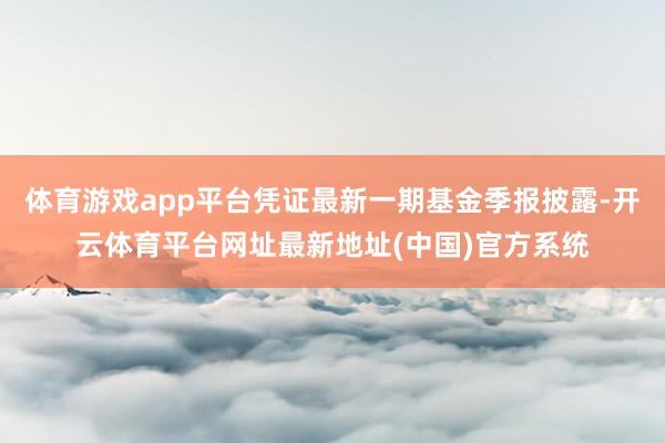 体育游戏app平台凭证最新一期基金季报披露-开云体育平台网址最新地址(中国)官方系统