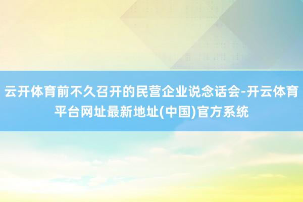 云开体育前不久召开的民营企业说念话会-开云体育平台网址最新地址(中国)官方系统
