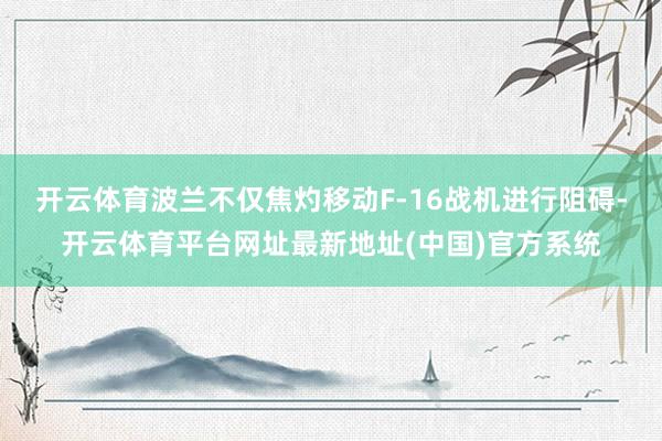 开云体育波兰不仅焦灼移动F-16战机进行阻碍-开云体育平台网址最新地址(中国)官方系统