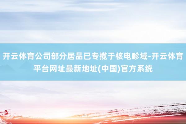 开云体育公司部分居品已专揽于核电畛域-开云体育平台网址最新地址(中国)官方系统