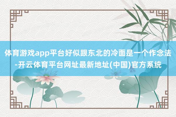 体育游戏app平台好似跟东北的冷面是一个作念法-开云体育平台网址最新地址(中国)官方系统